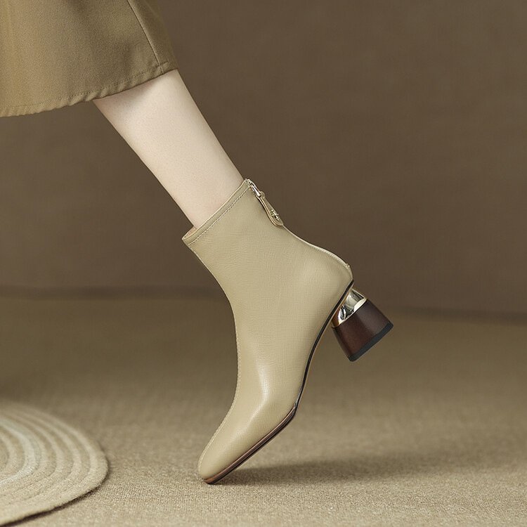 Women Shoes Fashion Boots Special Design High Chunky Round Heel Winter Trendy Wear Triple Black Apricot fashion