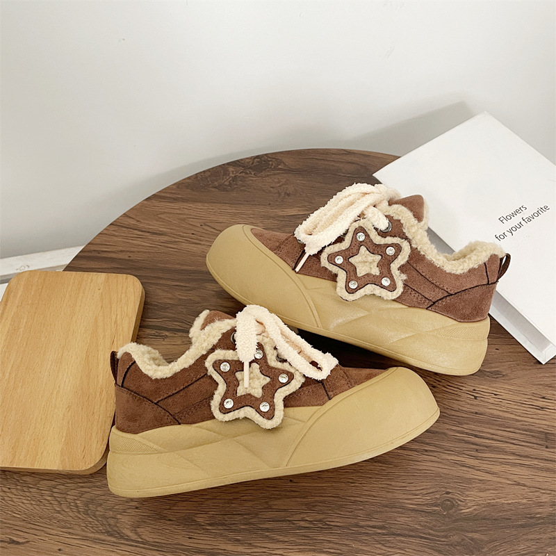 Women's Velvet Thick soled Casual Shoes 2024 New Thick soled Warm Sports Board Shoes