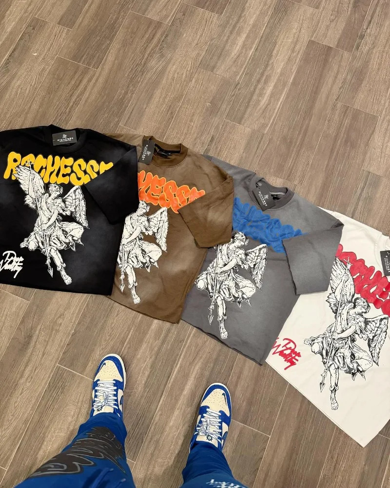 Y2k street clothing graphic T-shirt Harajuku fashion retro style mens fashion trend printed loose casual O-neck sportswear 240930