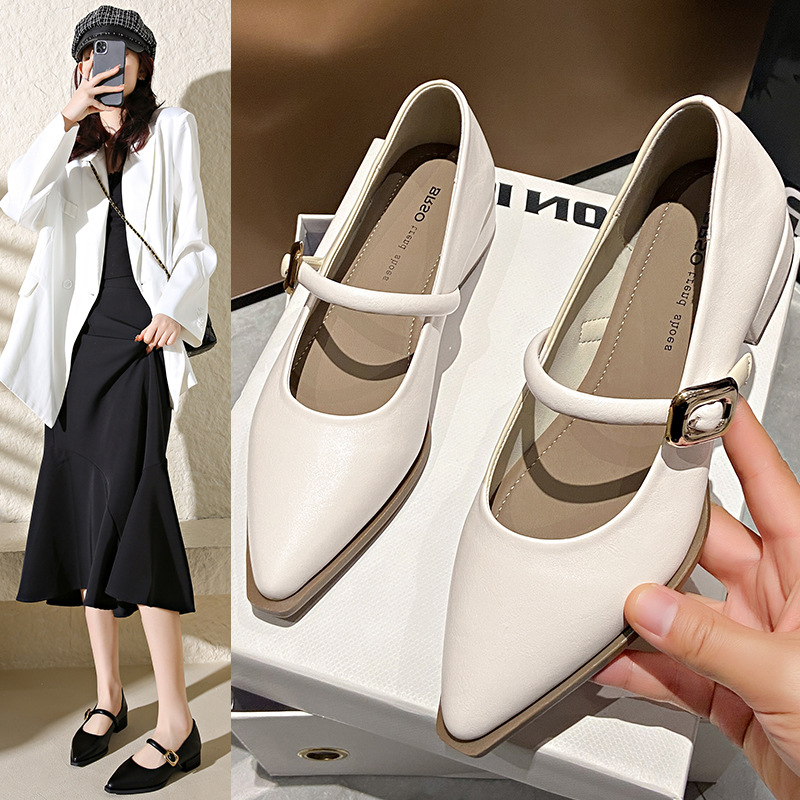 Women Casual Shoes Fashion French Style Pointed Toe Plus Size Soft Sole Triple Black Beige Khaki Free shipping
