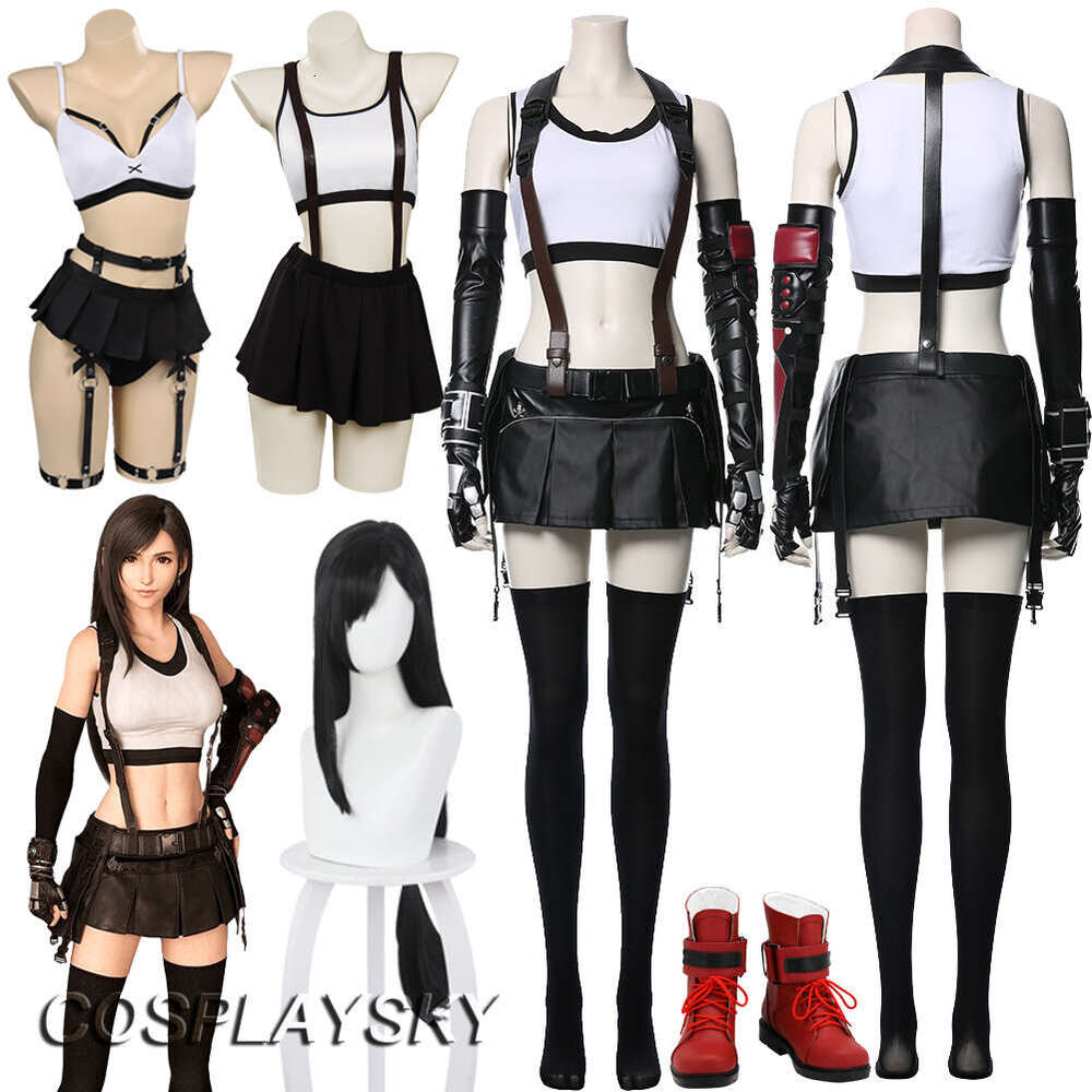 Tifa Lockhart Wigs Anime Game Final sy VII Costume Disguise Adult Women Cosplay Roleplay sia Outfits