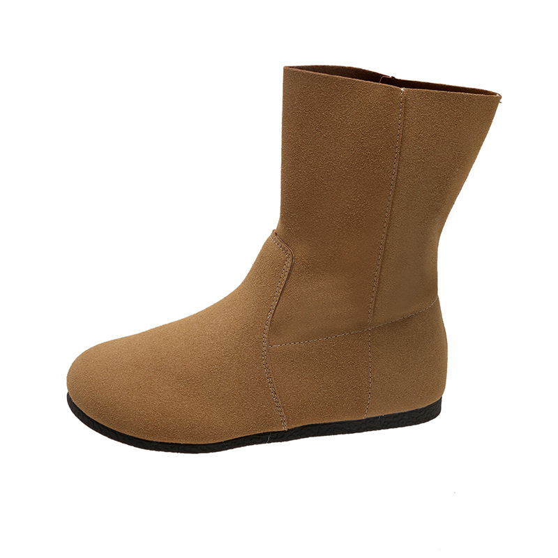 Winter Warm Women's Boots, Casual Versatile, Brown Coffee Beige, Synthetic Leather 923e