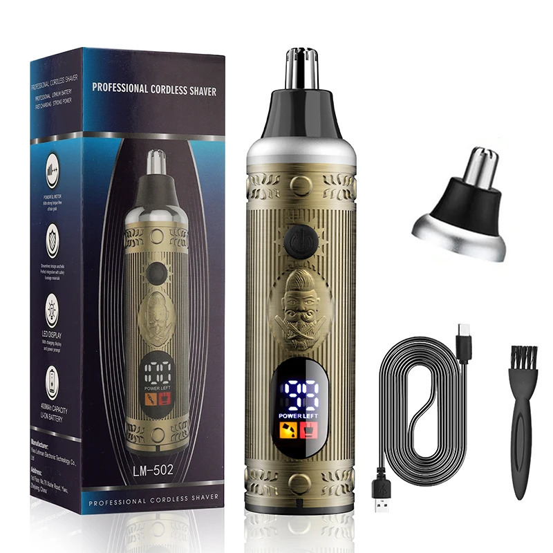 RESUXI LM-502 all metal body LCD electric nose and ear trimmer brushless tool rechargeable nose and ear trimmer 240924