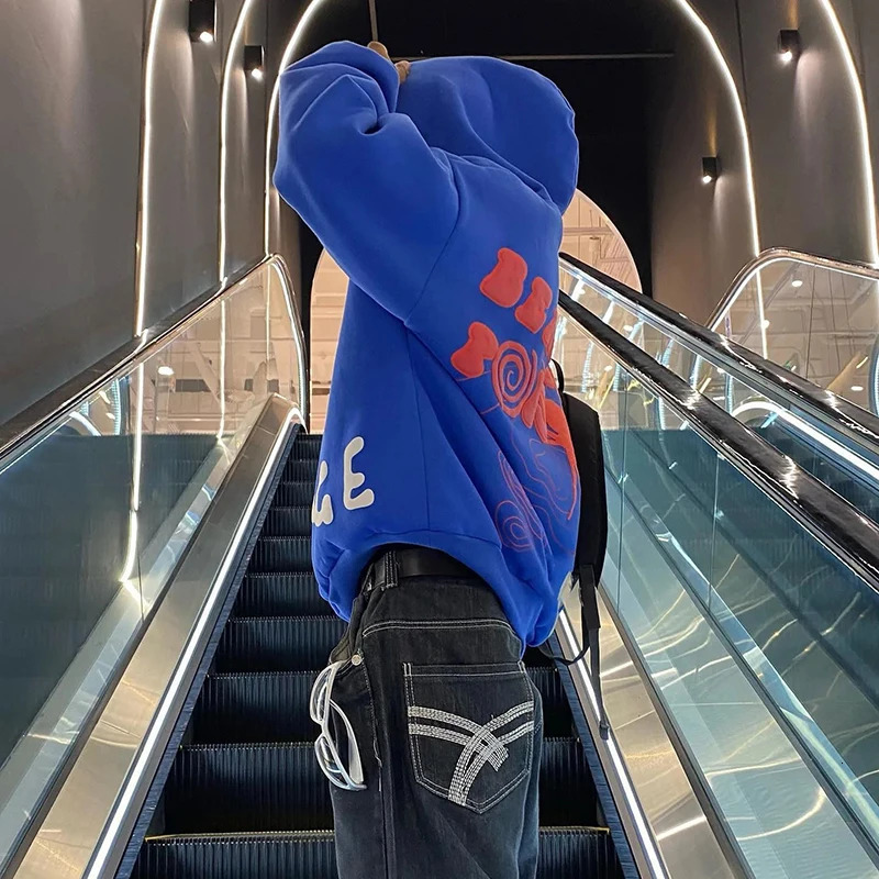 American Retro Hoodie Womens High Street Harajuku Retro Hip Hop Zipper Hoodie Loose Mens Sportswear Hoodie Y2K Hoodie 240927