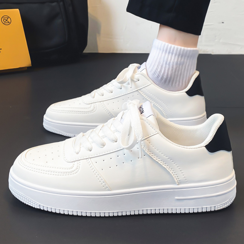 White autumn 2024 new large size board white student non slip thick sole casual sports men's shoes