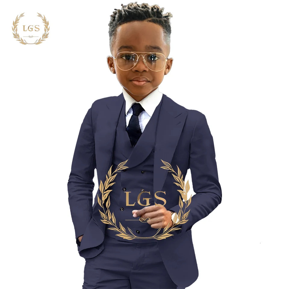 Boys aged 2-16 3-piece set of coat mens clothing and vest tailcoat wedding party event childrens customized set 240925