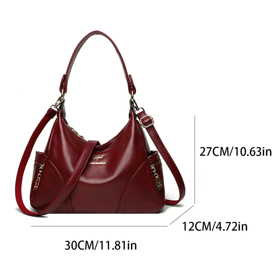 Vintage womens leather shoulder bag luxurious womens large capacity handbag casual shoulder bag fashionable Versatile bag 240930