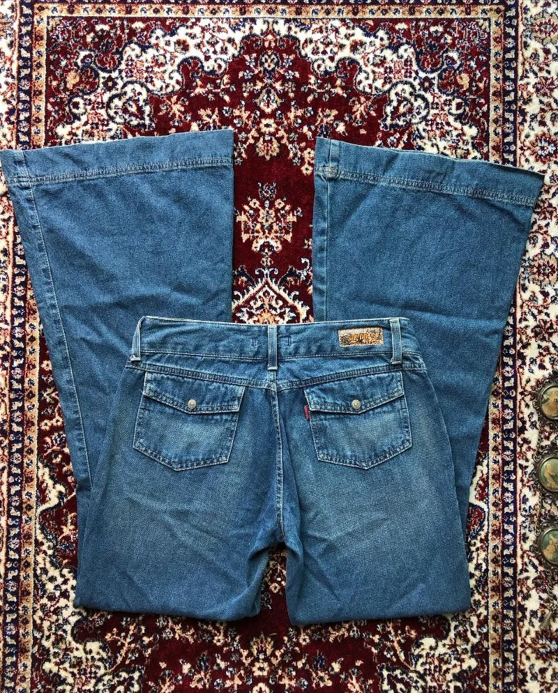 Streetwear Fashion Blue Washed Flowers Embroidered Baggy Jean Y2K Harajuku Vintage Hip Hop Casual Slim High Waisted Jeans 240924