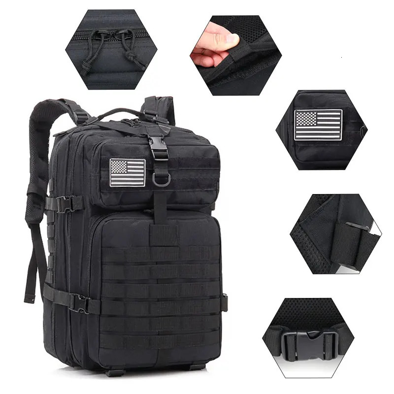 QT QY 30/45L Mens Tactical Backpack HkingTraveling Bags Outdoor 3P Assault Bag EDC Molle Bag Hiking Hunting Bag 241008