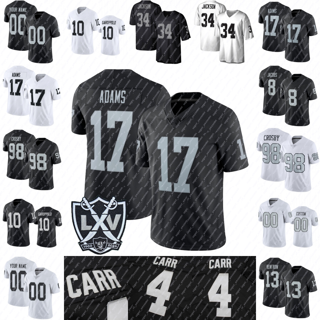 Maxx Crosby Football Jersey Davante Adams Brock Bowers Zamir White Robert Spillane Jack Jones Charles Woodson Bo Jackson Mattison Long Brown LYNCH O'Connell