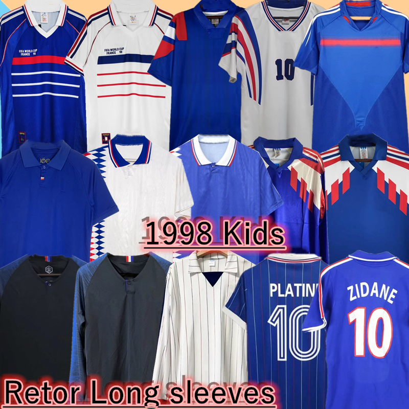 1998 French Classic Vintage Jersey 1982 84 86 88 90 98 00 04 06 ZIDANE soccer jerseys MAILLOT DE FOOT MBAPPE REZEGUET DESAILLY HENRY PLATINI Retro Mens Kids Football Kit