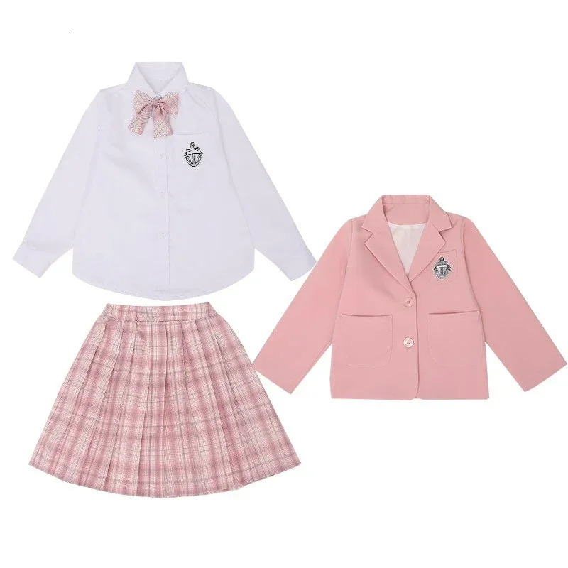 Baby Girls Jk Uniform Japanese BlazerShirtSkirt 3Pcs/Set Children College Spring Autumn School Show Kids Princess Clothes Set 240923