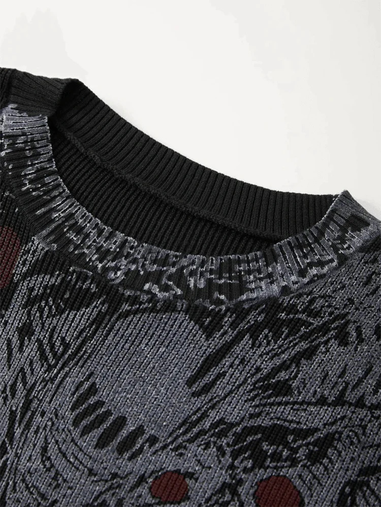 2023 Knitted Sweater Mens Hiphop Street Gothic Wool Retro Pullover Womens Y2K Harajuku Punk Style Spring 240930