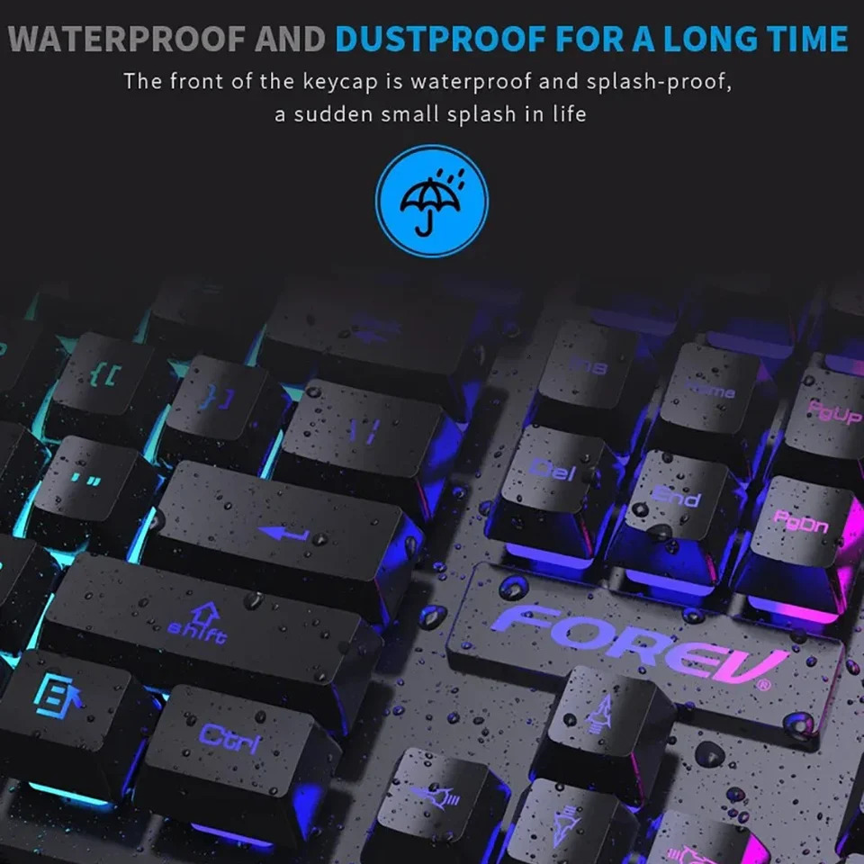 Wired Office Gaming Keyboard Mouse Set USB RGB Backlight Luminous Mechanical Feel For Laptop Computer PC Accessories 240929