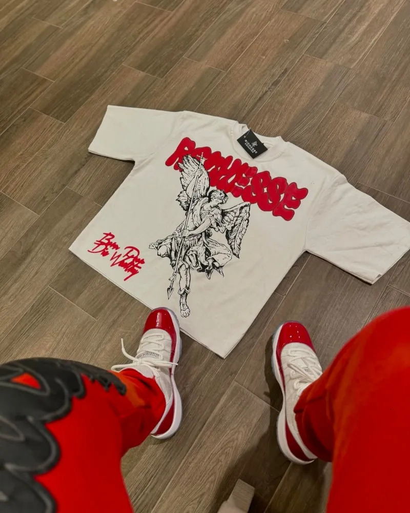 Y2k street clothing graphic T-shirt Harajuku fashion retro style mens fashion trend printed loose casual O-neck sportswear 240930