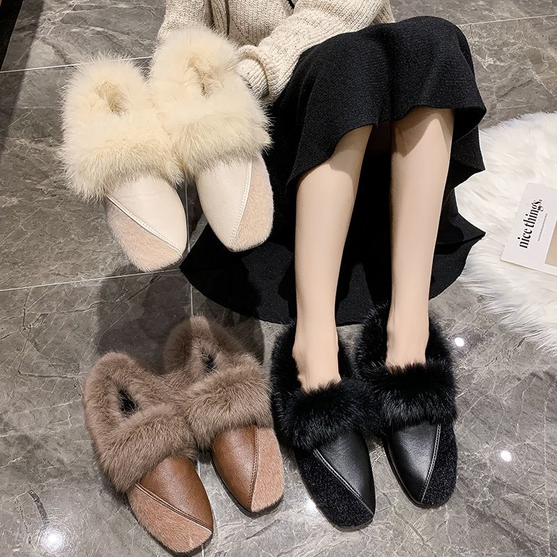 Casual Flat Shoes for Women: Fleece-ed Winter Warmth Comfort in Triple Black, Beige, and Brown 7f28