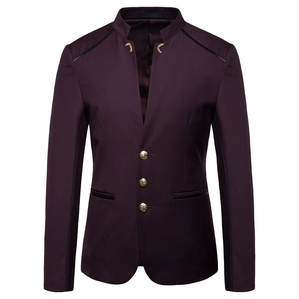 Chinese Style Mandarin Stand Collar Business Casual Wedding Slim Fit Blazer Men Casual Suit Jacket Male Coat 4XL 240930