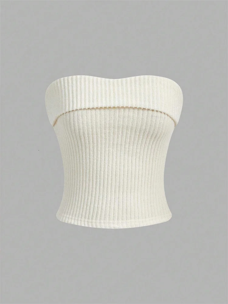 Women Rib-knit Tube Top Summer 2024 Y2K Clothes Grunge Punk Solid Strapless Sleeveless Slim Fit Crop Top Tank Tee Streetwear 240930