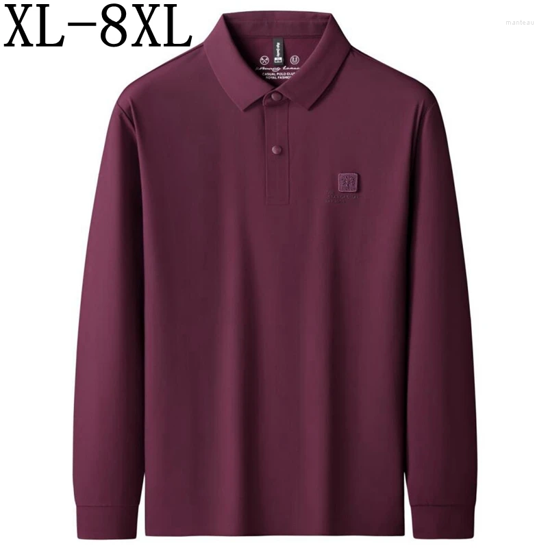 Men's Polos 8XL 7XL 6XL 2024 Autumn Top Grade Luxury Polo Shirt Men Clothing Casual Loose Mens Shirts Long Sleeve Lapel T-Shirt Homme