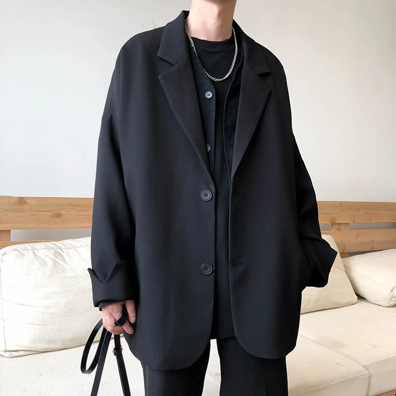 Britishstyle Blazers Men Leisure Trendy Loose Suit Jackets Male Retro Daily Ins Streetwear Allmatch Simple Korean Suittops 240930