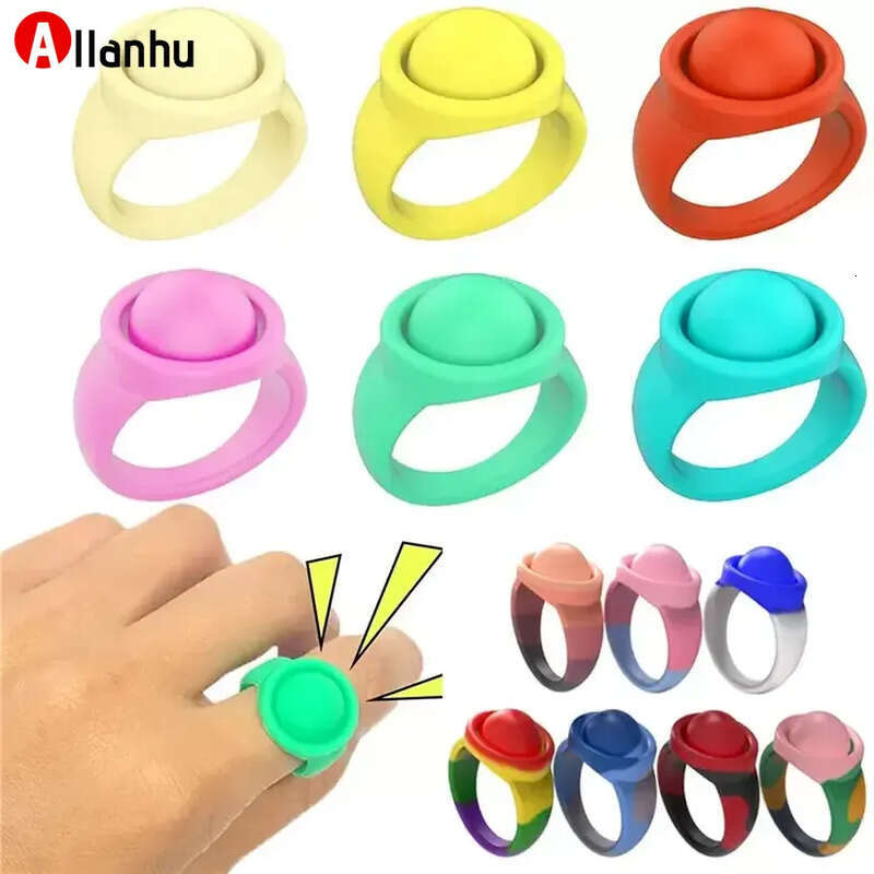 Press NEW New Fidget Toys Finger Bubble To Relieve Anxiety Silicone Jewelry Bracelet Desktop Educational Ring Decompression Toy Gift y