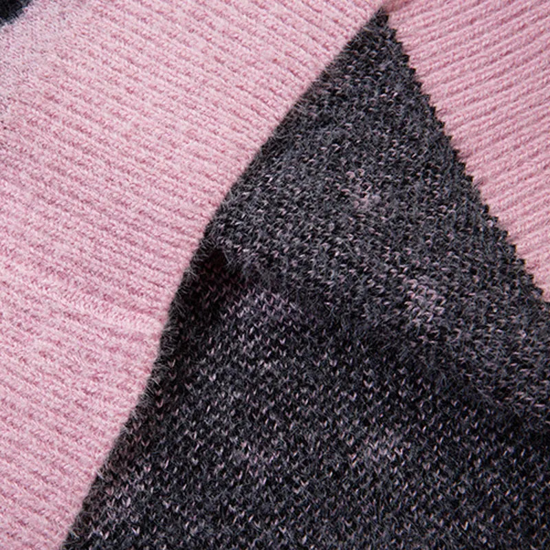 Harajuku sweater knitted cute cat fish oversized pull-out jumper mens hip-hop casual long sleeved comfortable sweater streetwear pink 240930