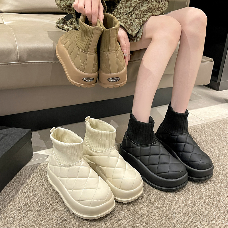 Winter Fashion Women Boots: Warm Fleece ed, Triple Black, Beige, Khaki f8a6