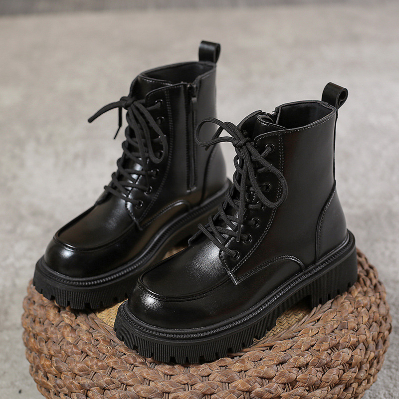 Women Boots Fashion Martin Boots Lace Up Thick Sole Increase Height Triple Black Brown Free shipping