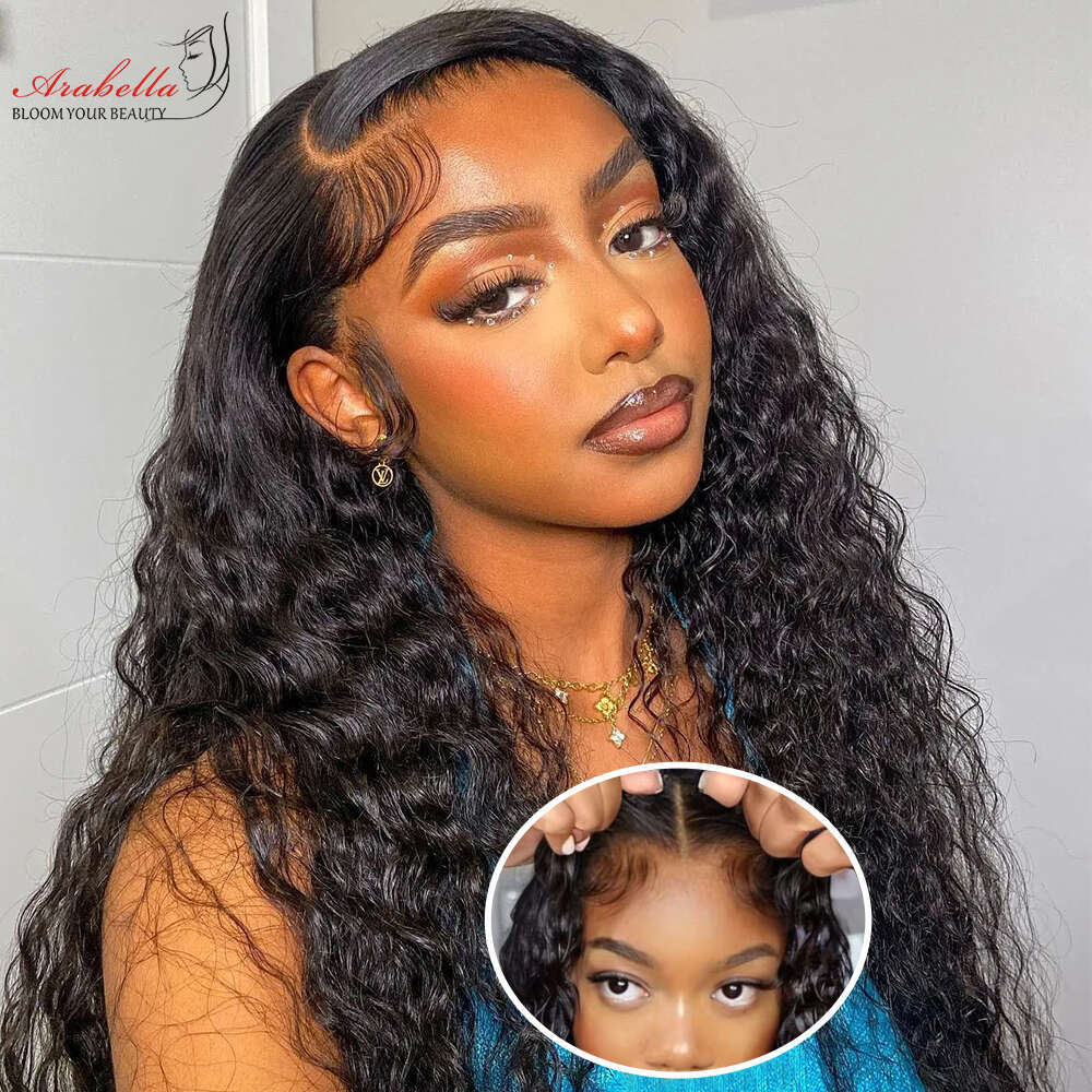 Water Wave Front Wig Glueless Wear&Go 13X4 Hd Lace Frontal Pre-Plucked Curly Human Hair Wigs For Women