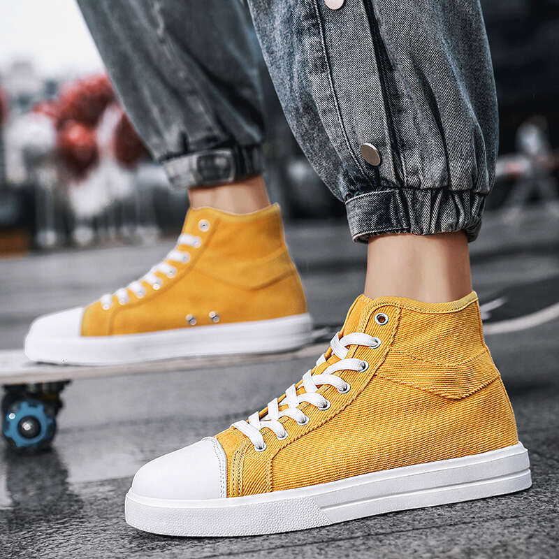 Unisex Canvas Women's High Top Vulcanized Size 35-44 Fashion Flat Casual Shoes Yellow Red Sneaker Woman atillas