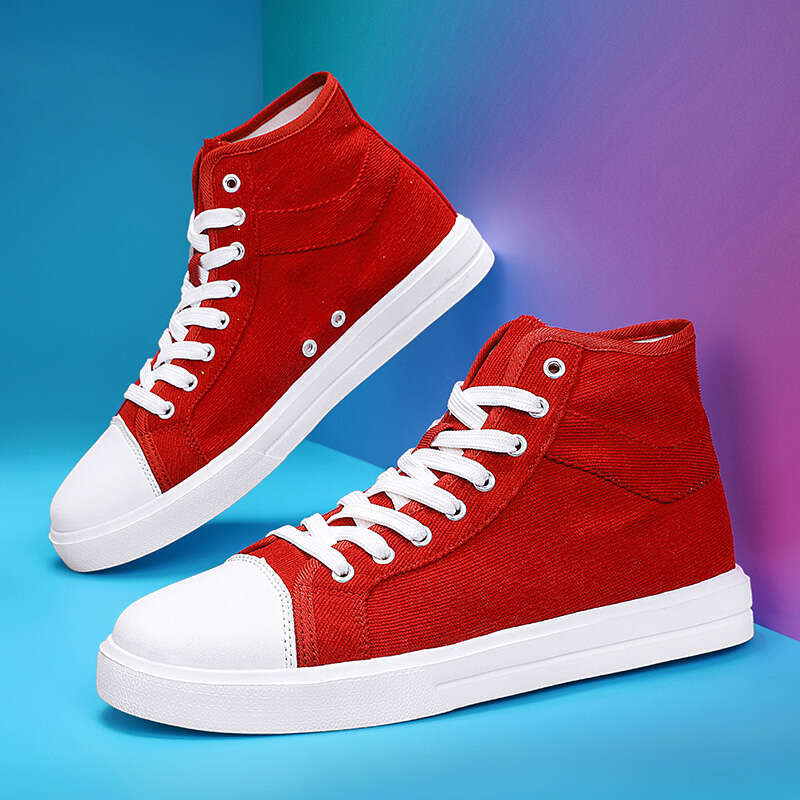 Unisex Canvas Women's High Top Vulcanized Size 35-44 Fashion Flat Casual Shoes Yellow Red Sneaker Woman atillas