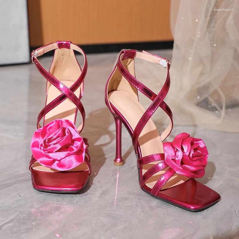 2025 S Fashion Designer Sandals Kcenid Summer Casual Narrow Band Women Stiletto High Heels Street Style Open Toe Wer Buckle Strap Females Shoes