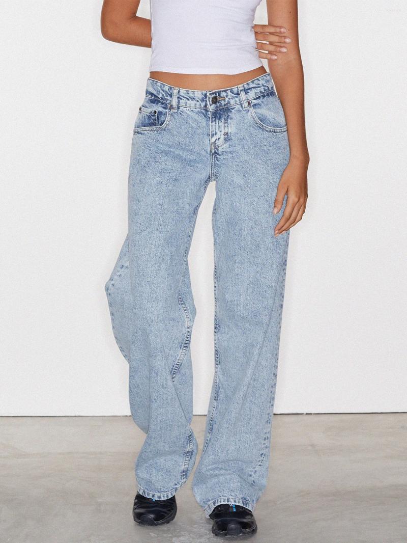 Women's Jeans Women Vintage Aesthetic Y2k Low Rise Baggy Loose Fit Boyfriend Straight Wide Leg Trendy Stretch Long Denim Pants