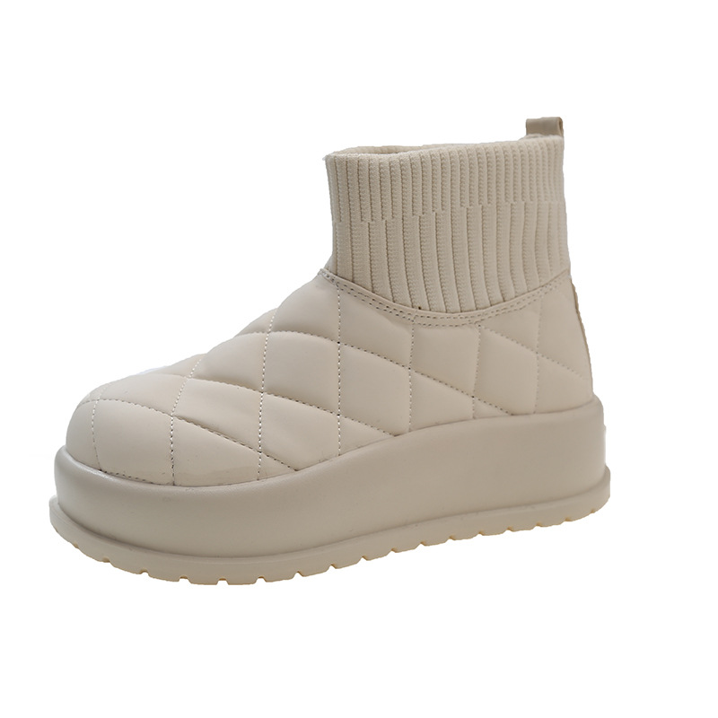 Winter Fashion Women Boots: Warm Fleece ed, Triple Black, Beige, Khaki f8a6