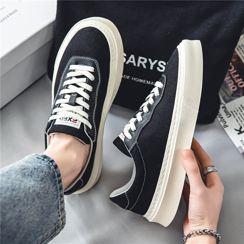 Canvas 2024 New Summer Breathable Casual Board Black Low Top Cloth Men's Flat Bottom Sports Trendy Shoes
