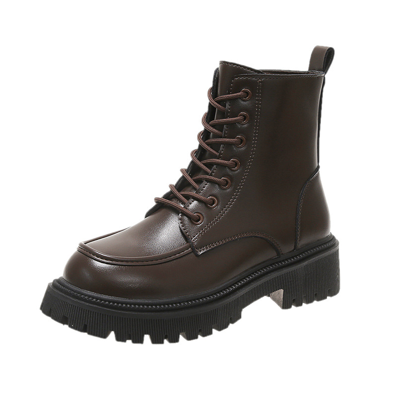 Women Boots Fashion Martin Boots Lace Up Thick Sole Increase Height Triple Black Brown Free shipping
