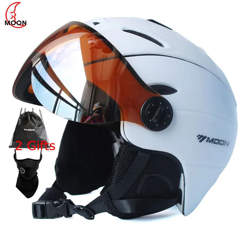 MOON professional semi covered ski helmet integral molded sports mens snowboard helmet with goggles 241016 ww
