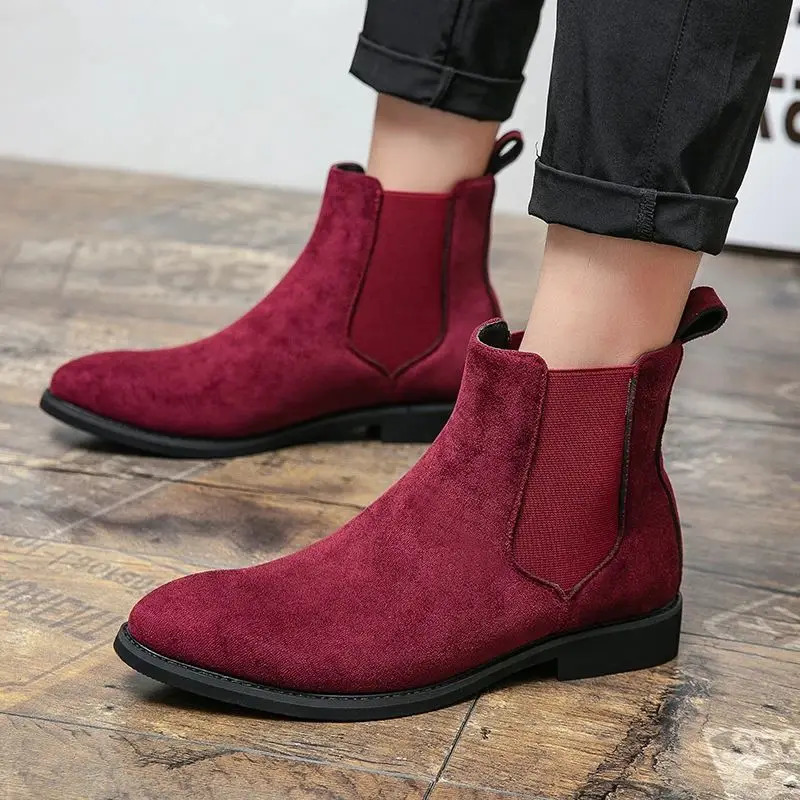 Plus Size 48 Classic Grey Mens Chelsea Boots Comfortable Suede Leather Shoes Mens Dress Shoes Mens Black Ankle Boots 240930 - view 7