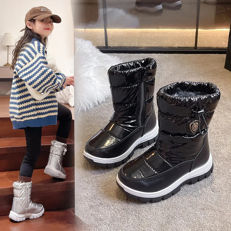 Winter Warm Plush Childrens Snow Boots Waterproof and Anti slip Childrens High Top Outdoor Boots Thick Cotton Shoes 240921bj