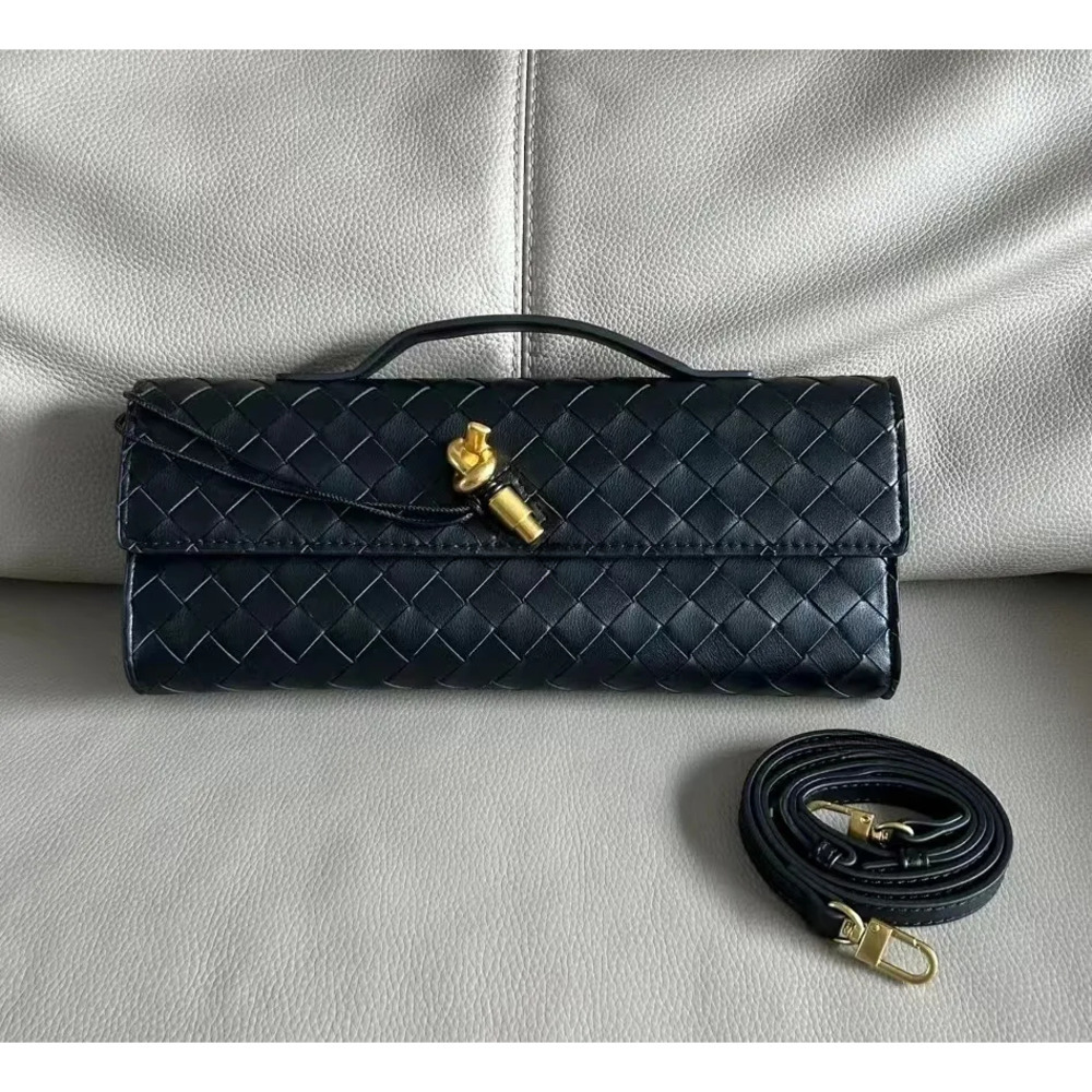 New Real Long Clutch Famous Handbags Andiamo Brand Handle Designer With Intrecciato Craftsmanship Cow Leather Women Shoulder Bags Purses And Evening Bag33