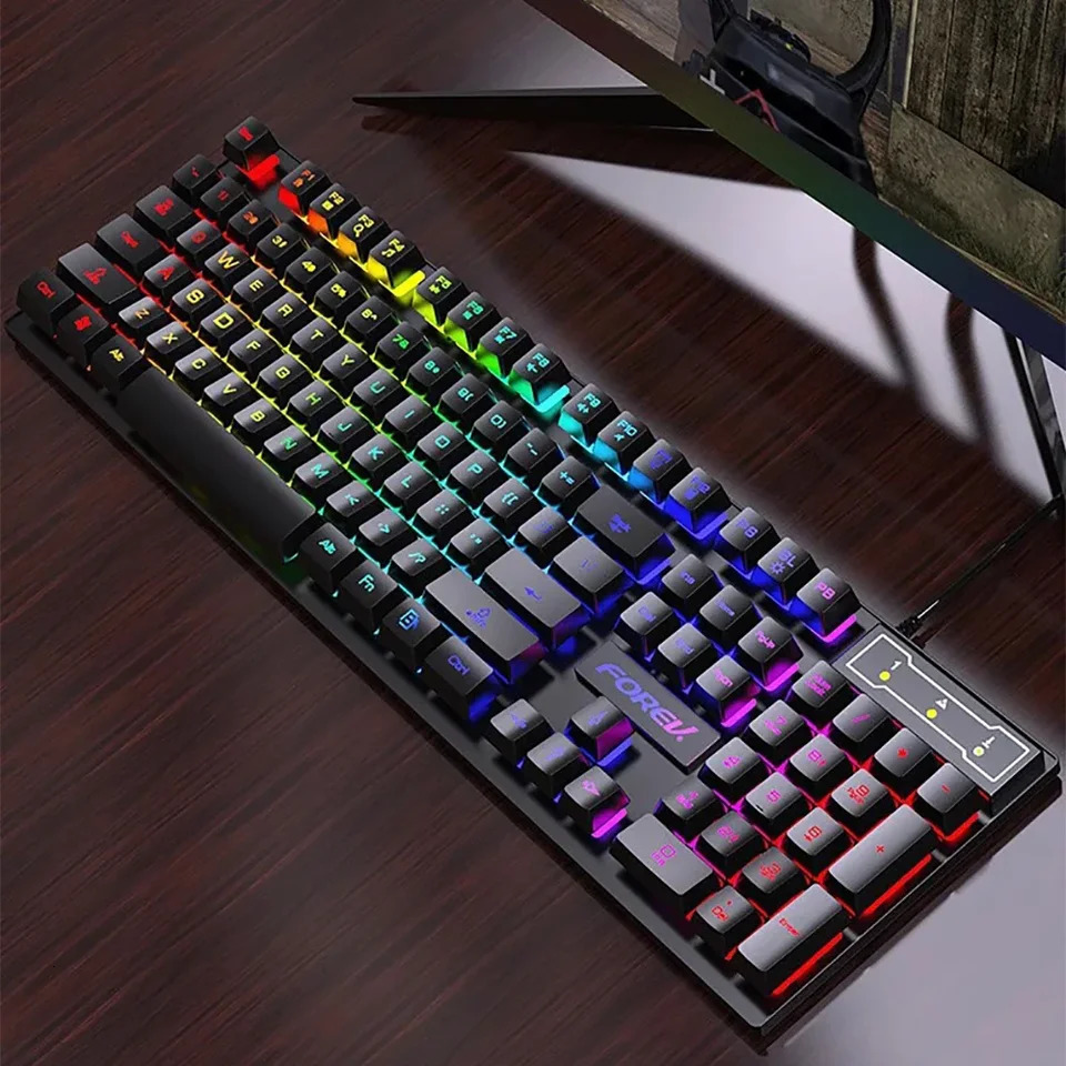 Wired Office Gaming Keyboard Mouse Set USB RGB Backlight Luminous Mechanical Feel For Laptop Computer PC Accessories 240929