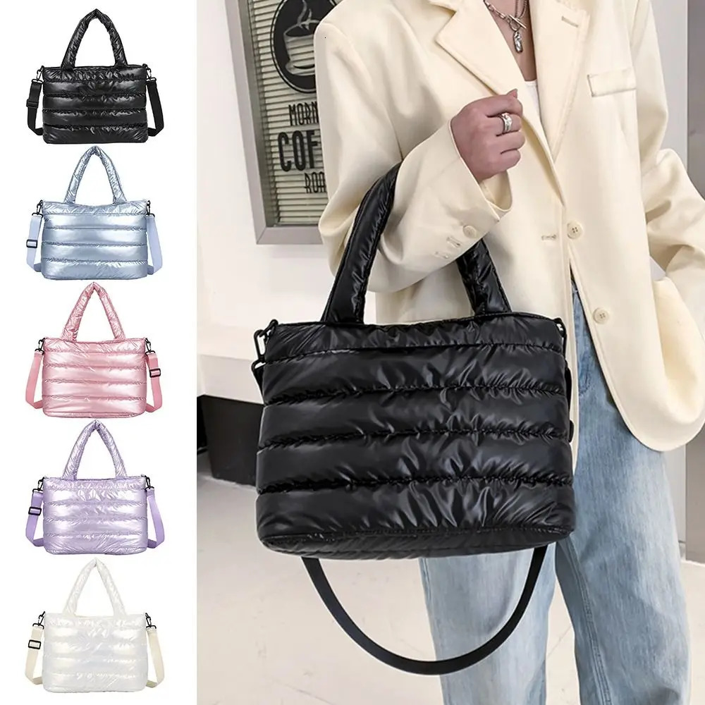 Lightweight down cotton pad shoulder bag inflatable handbag for womens bedding inflatable handbag ww 241008