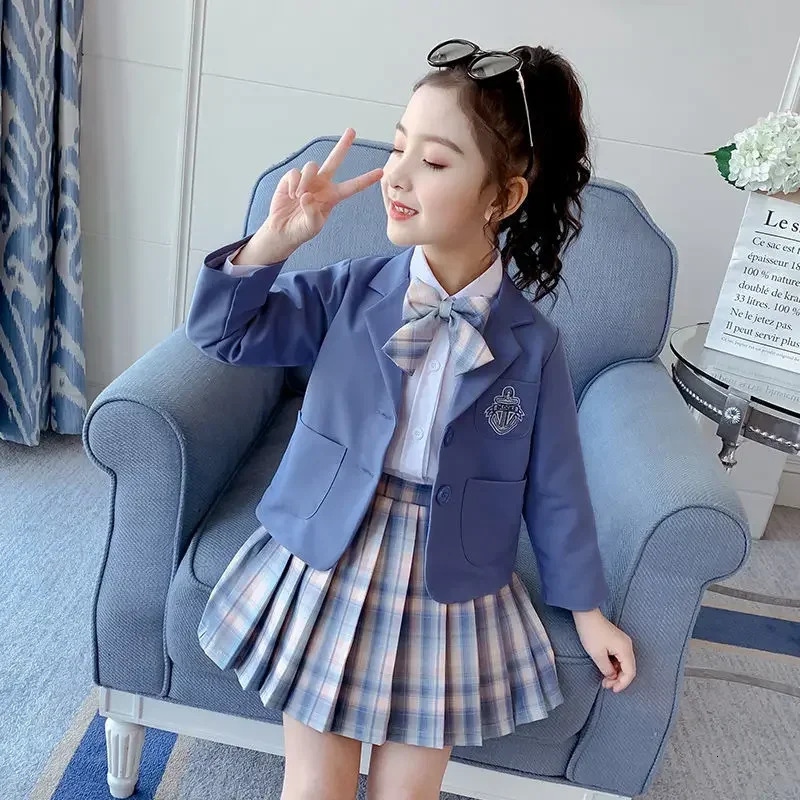 Baby Girls Jk Uniform Japanese BlazerShirtSkirt 3Pcs/Set Children College Spring Autumn School Show Kids Princess Clothes Set 240923