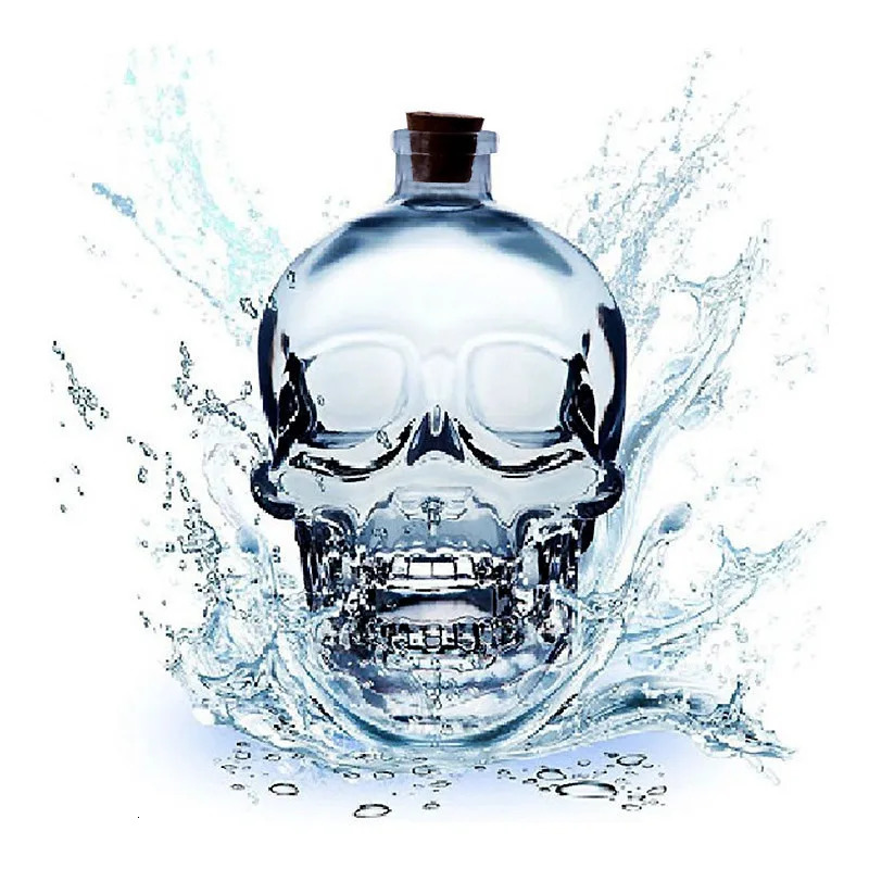 180-750ML Creative Glass Head Bone Cup Vodka S Whiskey Wine Bottle Wine Bottle Decal Beverage Bar Tool Halloween Gift 240929