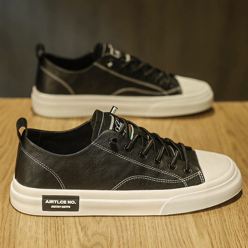 One foot men's autumn breathable kitchen work labor protection flat waterproof and non slip black casual leather shoes soft sole