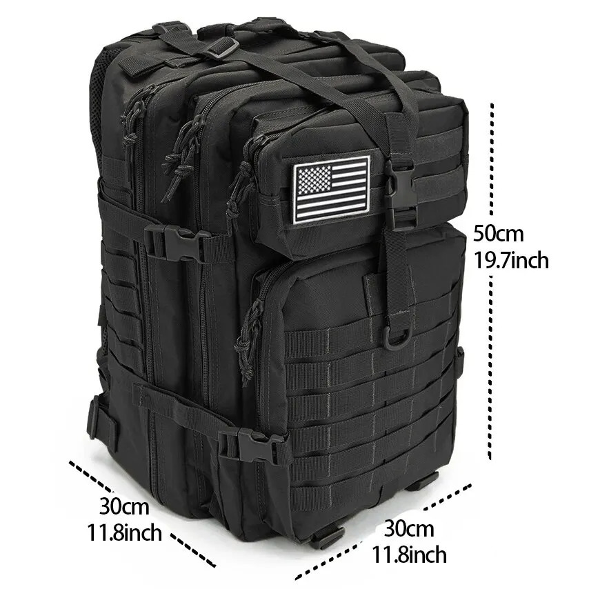 QT QY 50L Mens Tactical Backpack Survival Travel Bag Hking Outdoor 3P Assault Bag EDC Molle Bag Used for Hiking Hunting ww 241008