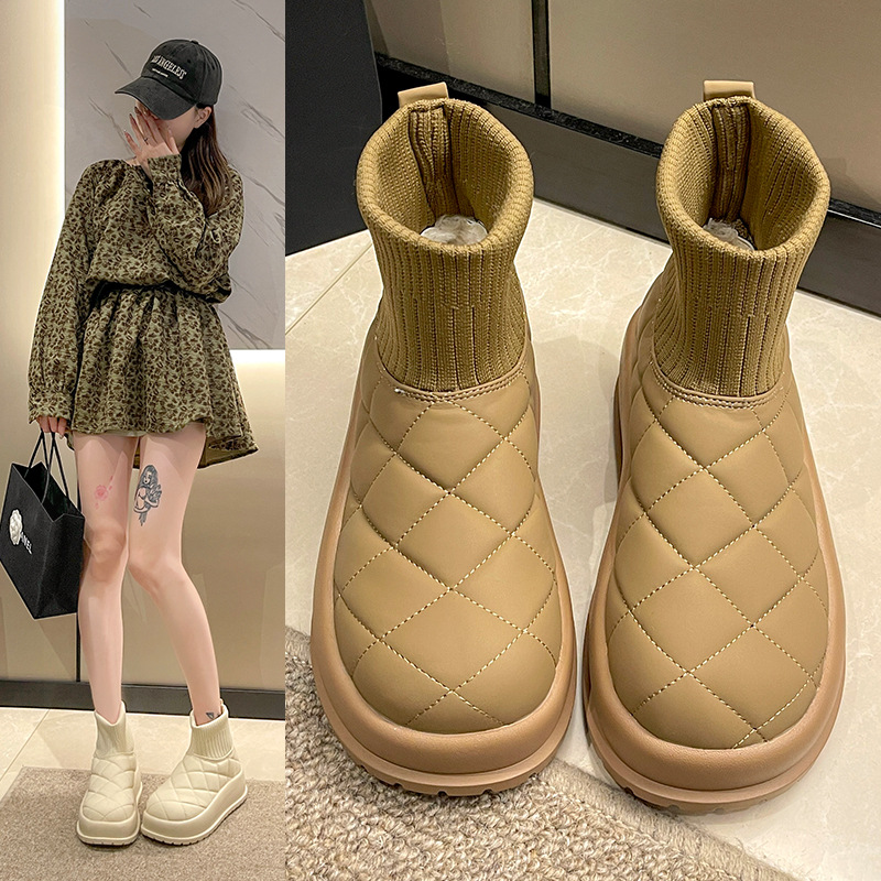 Winter Fashion Women Boots: Warm Fleece ed, Triple Black, Beige, Khaki f8a6