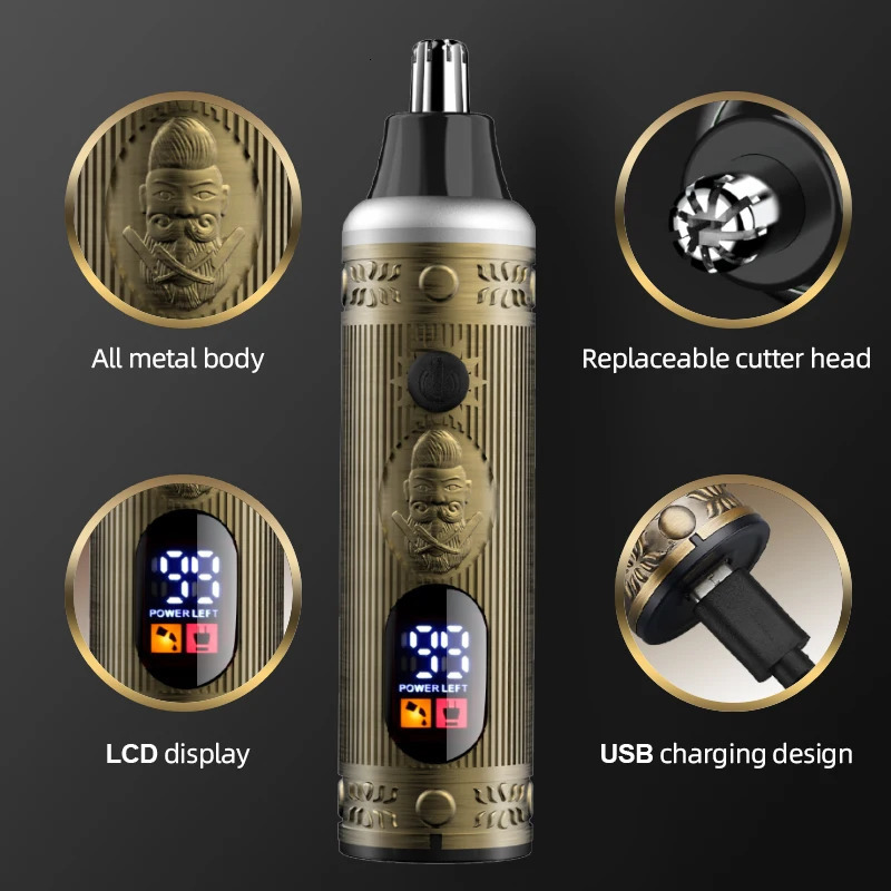 RESUXI LM-502 all metal body LCD electric nose and ear trimmer brushless tool rechargeable nose and ear trimmer 240924