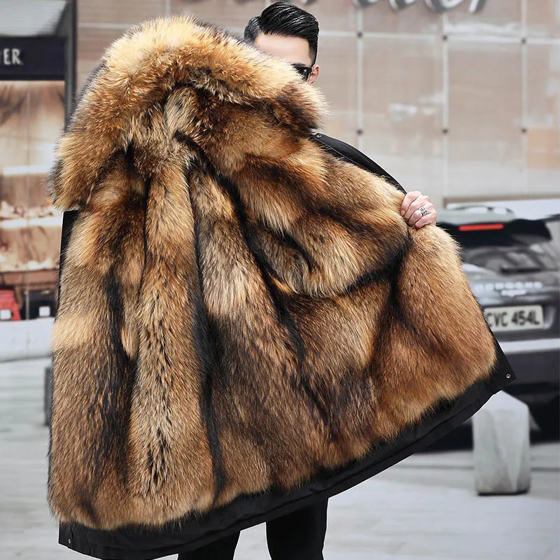 Winter Warm Coats Waterproof Artificial Fox Fur Jacket and Womens Long Park Outdoor Windproof Street Wear Mens 240930