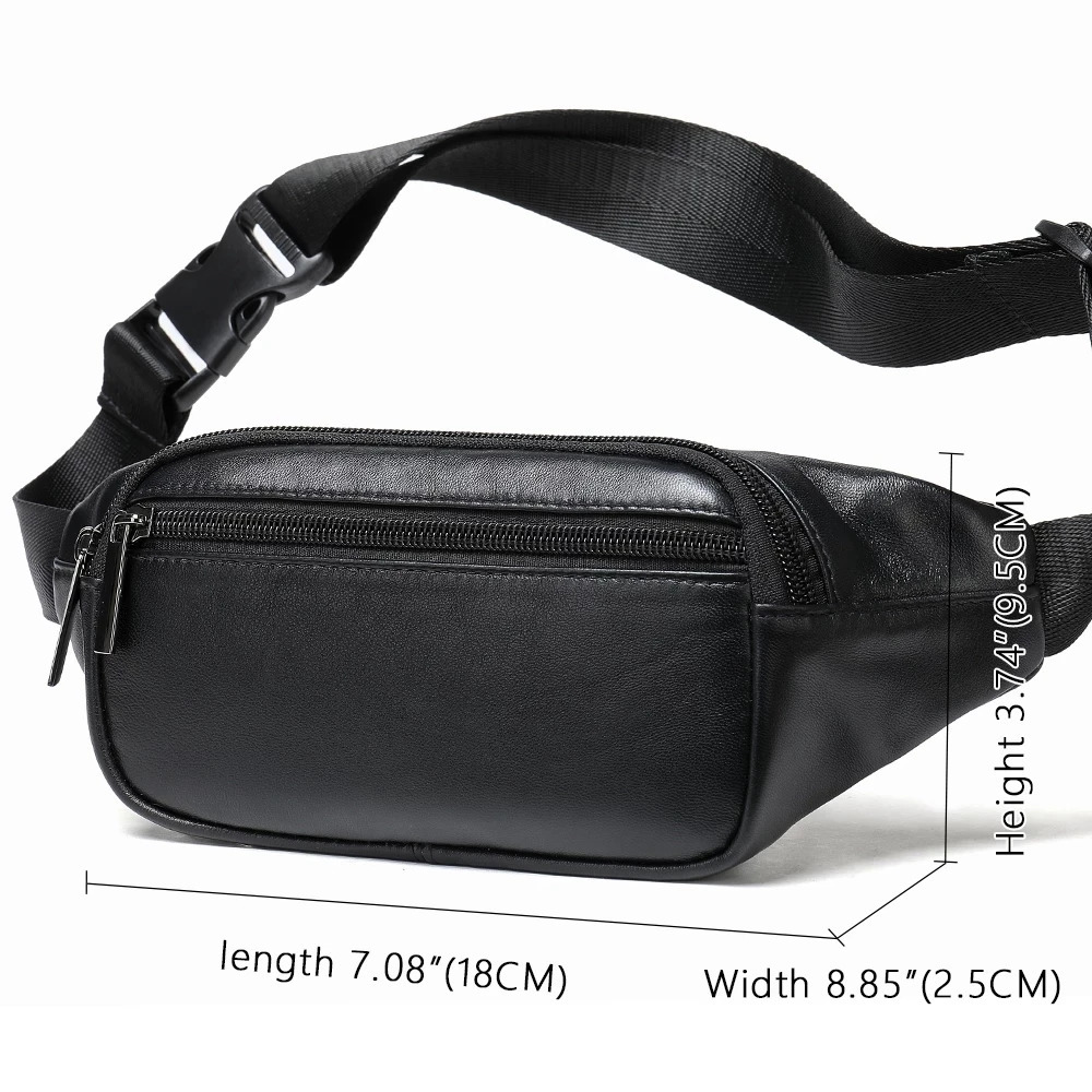 Multifunction Mens Chest Bag 2 Use Genuine Leather Male Single Shoulder Belt Waist Bag Sling Chest Pack For Biker Black 240924